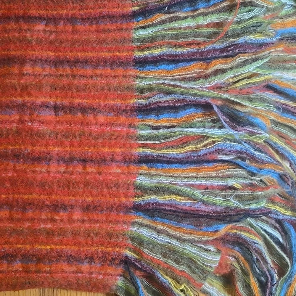 Pier 1 Imports super fuzzy wool blend rainbow] long fringe 50